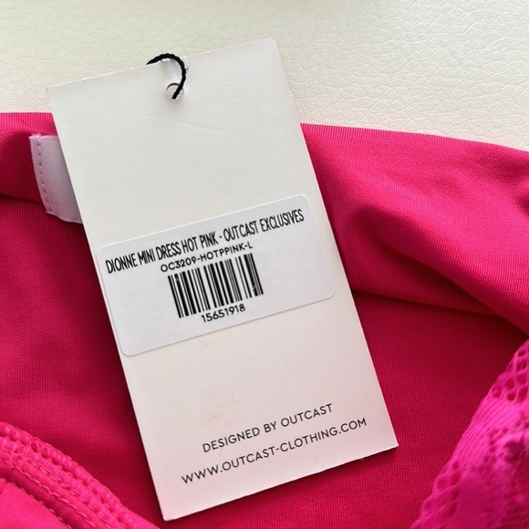 NWT Outcast Dionne Mini Dress Hot Pink - Picture 9 of 9